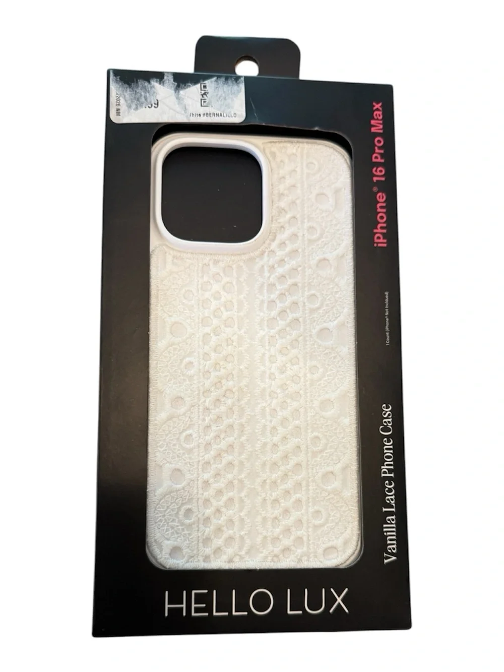 Hello Lux Vanilla Lace iPhone 16 Pro Max Case - White New With Tags
